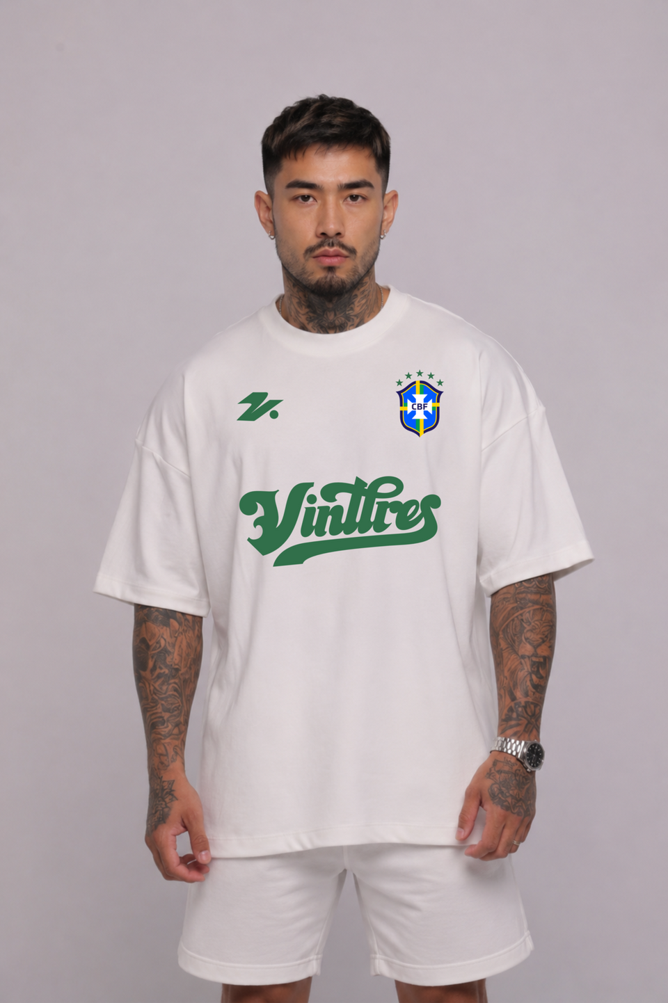 Camiseta oversized "Vinttrês Brasil" - off-white